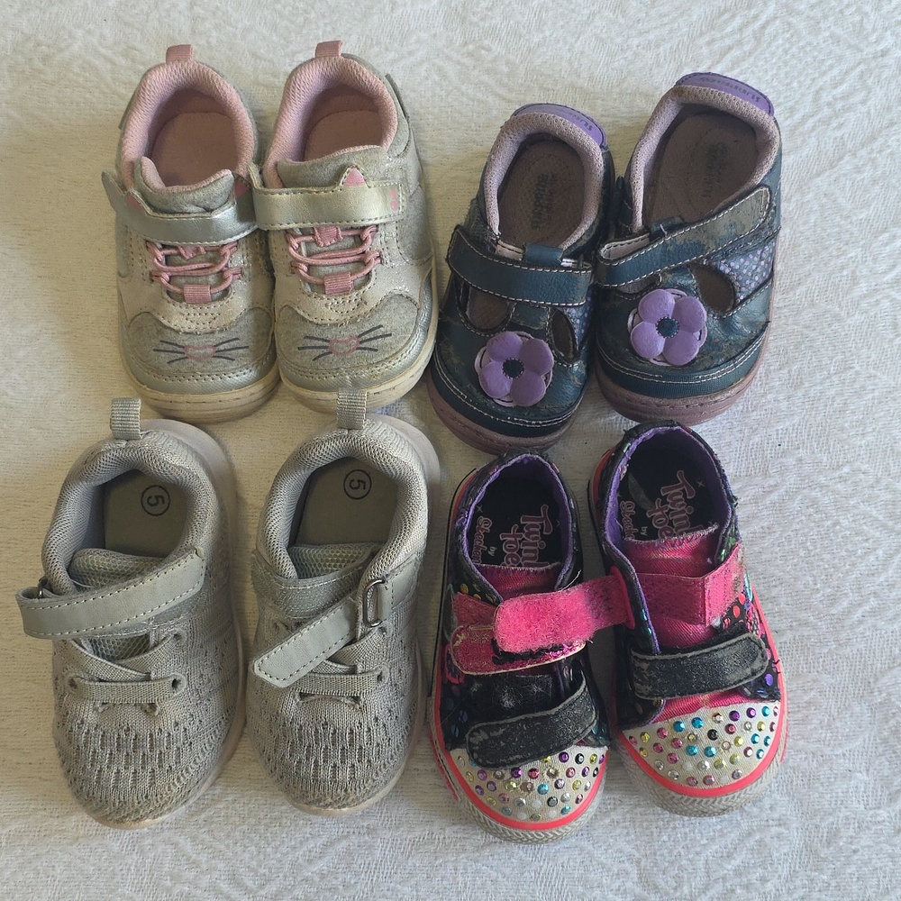 Bundle Set Of 4 Sneakers Tennis Shoes, Size 5